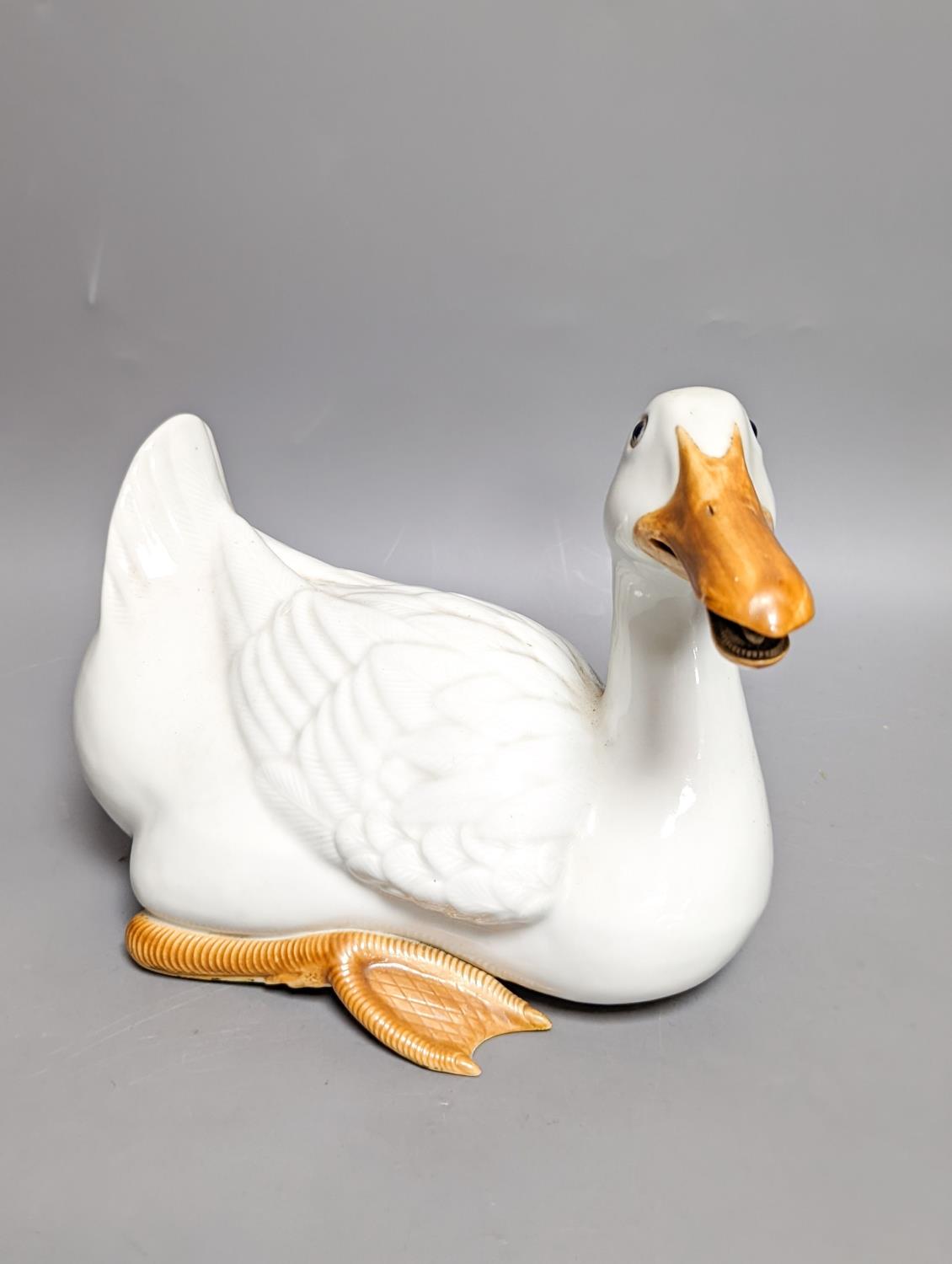 A modern painted decoy duck and a 20th century Chinese ceramic model duck (2) 42cm - Image 5 of 8