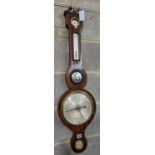 A George III mahogany wheel barometer, height 96cm