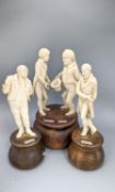 Three South German ivory Dickens characters groups or figures, early 20th century, tallest 15.5cm