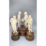 Three South German ivory Dickens characters groups or figures, early 20th century, tallest 15.5cm