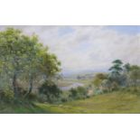 Roberto Angelo Kittermaster Marshall (b.1849), watercolour, Extensive summer landscape, signed, 33 x