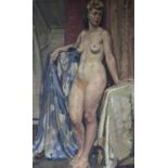 David Buchanon (20th C.), oil on canvas, Standing female nude, 73 x 46cm, unframed