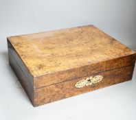 A late 19th/early 20th century brass mounted burr walnut box, label to interior reading ‘E.Gould &