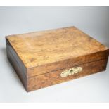 A late 19th/early 20th century brass mounted burr walnut box, label to interior reading ‘E.Gould &