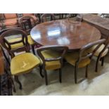 A set of eight 19th century South African mahogany dining chairs and a mahogany extending dining