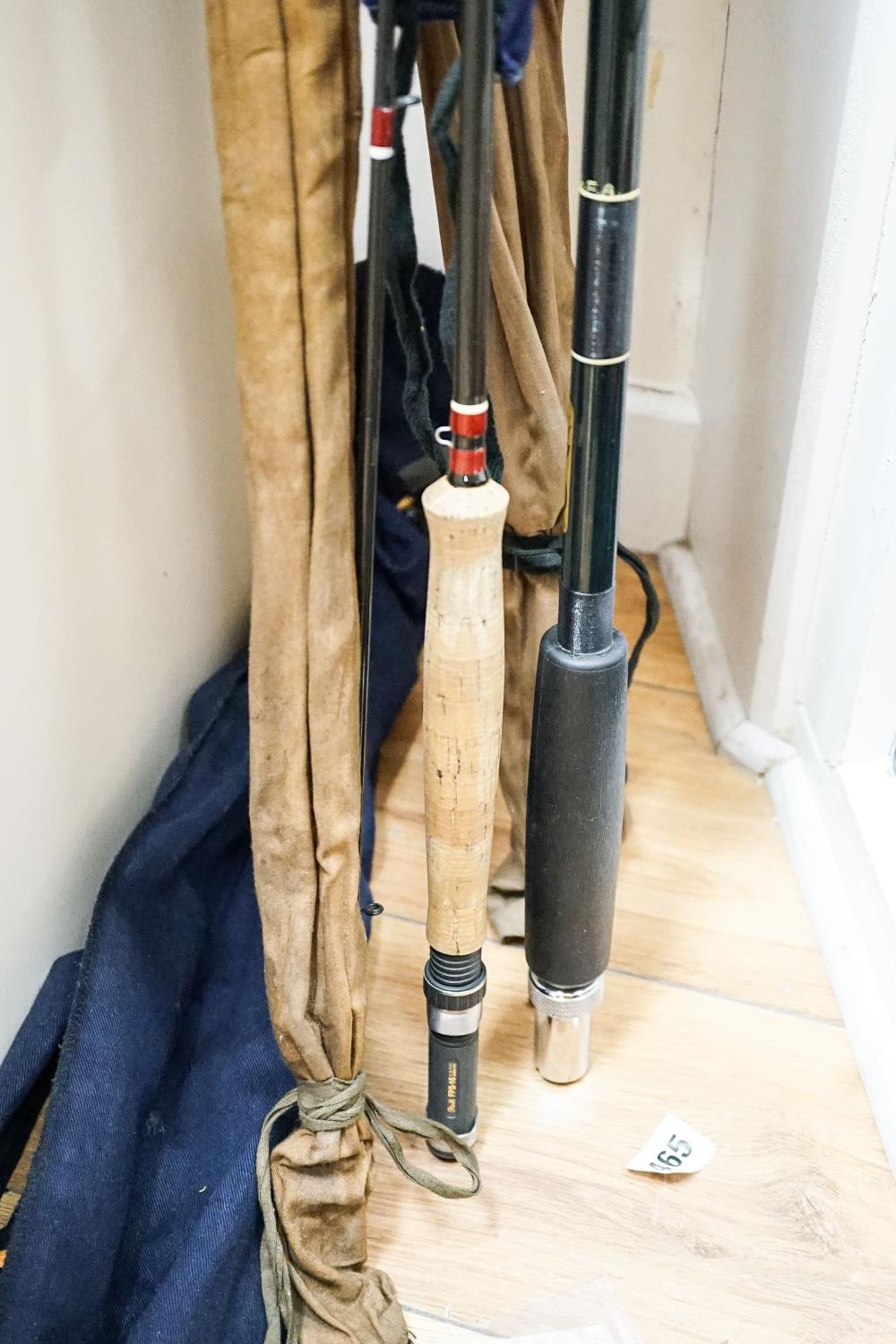 A Sealey octopus cane fishing rod and A Sealey carbon fibre rod, two others, reel and accessories - Image 8 of 9