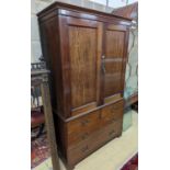 An early 20th century mahogany linen press, length 112cm, depth 56cm, height 109cm