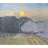 Henry James Neave (1911-1971), oil on board, Moonlit landscape, 43 x 50cm, unframed