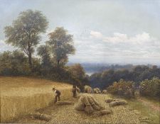 Charles Henry Passey (Exh.1870-1885), oil on canvas, Haymakers in a landscape, signed, 71 x 91cm
