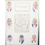Yorkshire County Cricket team county champions 1935, set of players signatures on a card and