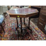 A late Victorian walnut octagonal centre table, width 70cm, height 66cm