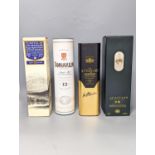 Four assorted bottles of whisky including Lagavulin 16 year old single malt, Royal Lochnagar 12 year