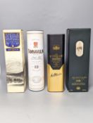 Four assorted bottles of whisky including Lagavulin 16 year old single malt, Royal Lochnagar 12 year