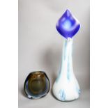 A Murano Seguso style cased glass vase and a modern tall art glass 53cm