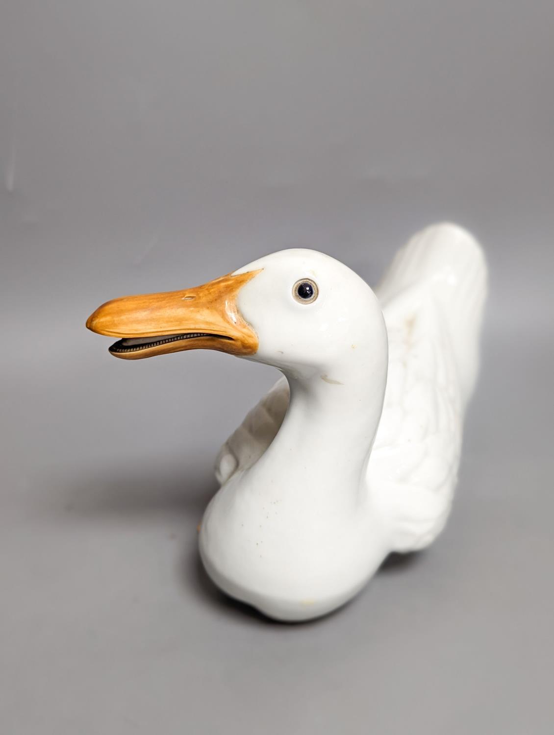 A modern painted decoy duck and a 20th century Chinese ceramic model duck (2) 42cm - Image 6 of 8