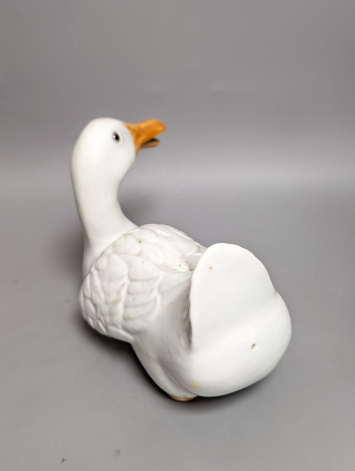 A modern painted decoy duck and a 20th century Chinese ceramic model duck (2) 42cm - Image 7 of 8