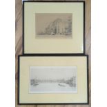 William Walcot (1874-1943), two etchings, London scenes, signed in pencil, 15 x 30cm and 15 x 23cm