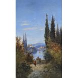 H. Waldeck c.1900, pair of oils on canvas, Lake Como and Lake Lucerne, signed, 51 x 30cm