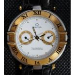 A gentleman's steel and gold plated Omega Constellation quartz wrist watch, cased diameter 35mm,