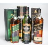 One Millenium Edition Johnnie Walker Black Label Old Scotch Label, 1 x Johnnie Walker Green label 15