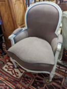 A painted French fauteuil, width 66cm, depth 52cm, height 94cm