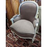A painted French fauteuil, width 66cm, depth 52cm, height 94cm