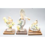 Three Royal Worcester porcelain groups of birds, modelled by Dorothy Doughty - ‘’Redstart and