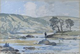 Samuel John Lamorna Birch (1869-1955), watercolour, George ... Fishing ... Happy Birthday, signed