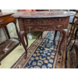 A 19th century red chinoiserie lacquered hall table, width 79cm, depth 48cm, height 75cm