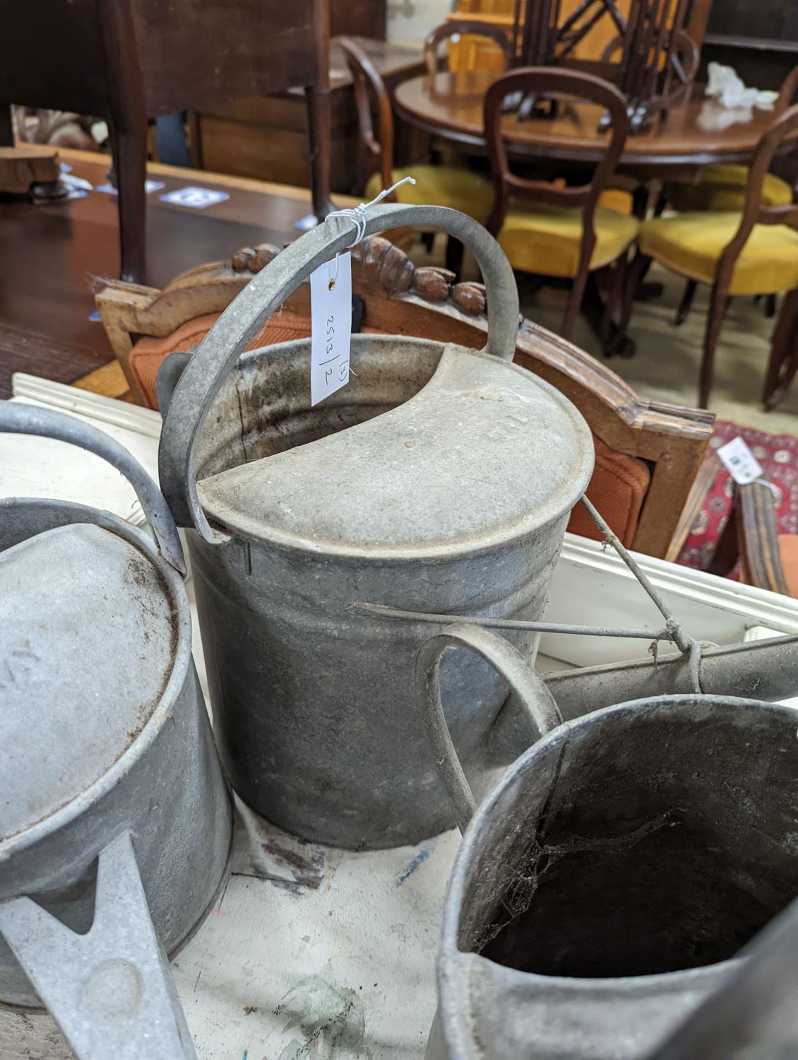 Three vintage galvanized watering cans - Image 4 of 4