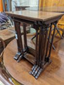 A quartetto of Regency style rectangular banded mahogany tea tables, width 47cm, depth 31cm,