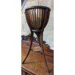 An Edwardian style inlaid mahogany jardiniere, height 85cm