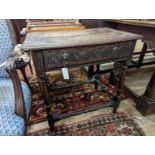 An 18th century carved oak side table, width 71cm, depth 47cm, height 67cm