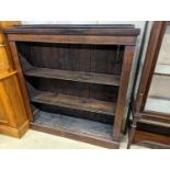 A Victorian mahogany oak open bookcase, length 122cm, depth 30cm, height 128cm