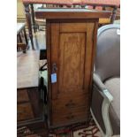 An Edwardian satinwood banded mahogany cabinet, of tapering form, width 37cm, depth 37cm, height