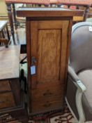 An Edwardian satinwood banded mahogany cabinet, of tapering form, width 37cm, depth 37cm, height