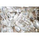A mixed quantity of assorted mainly 19th century silver flatware, various dates, maker's and