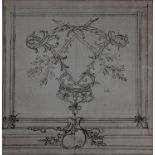 French School c.1750, pen and ink, The Royal Cypher of Louis XV, 18 x 17cm