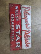 Two enamel advertising signs, 'Wills's Star' and 'Player's Please', larger length 154cm, height