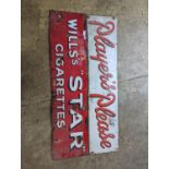 Two enamel advertising signs, 'Wills's Star' and 'Player's Please', larger length 154cm, height