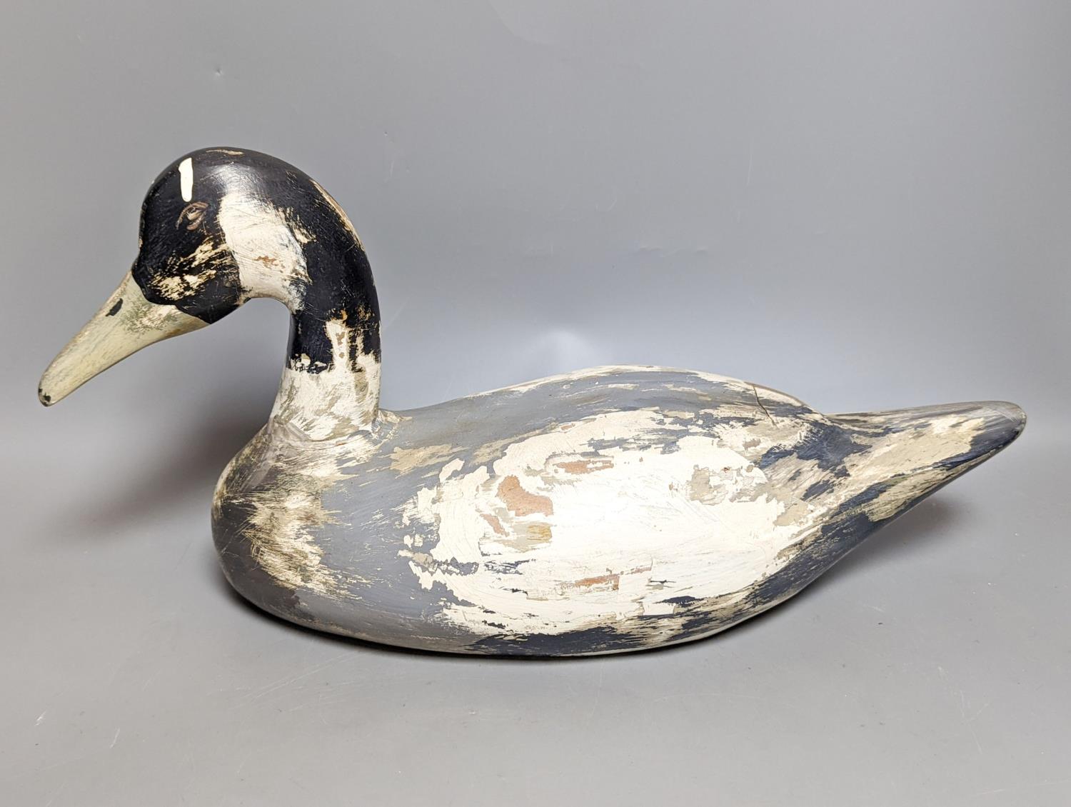 A modern painted decoy duck and a 20th century Chinese ceramic model duck (2) 42cm - Image 2 of 8