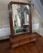 An 18th century mahogany box base toilet mirror, width 43cm, depth 20cm, height 63cm