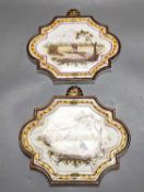 A pair of 19th century painted faience plaques in the style of Veuve Perrin 23cm