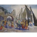 Gladys Brannigan (1882-1944), watercolour, 'Scene on the Kladdagh, Galway, Ireland', signed, 28 x