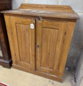 A Victorian small scumbled pine hall cabinet with painted simulated grain, width 84cm, depth 34cm,