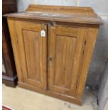 A Victorian small scumbled pine hall cabinet with painted simulated grain, width 84cm, depth 34cm,