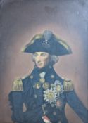 English School, oil on board, Portrait of Admiral Lord Nelson, 41 x 29cm