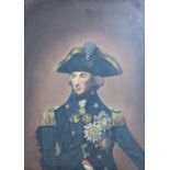 English School, oil on board, Portrait of Admiral Lord Nelson, 41 x 29cm
