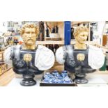 A pair of Roman style busts of Emperors, after the antique, tallest 82cm