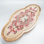 A Victorian beadwork centre plate / tray 55cm